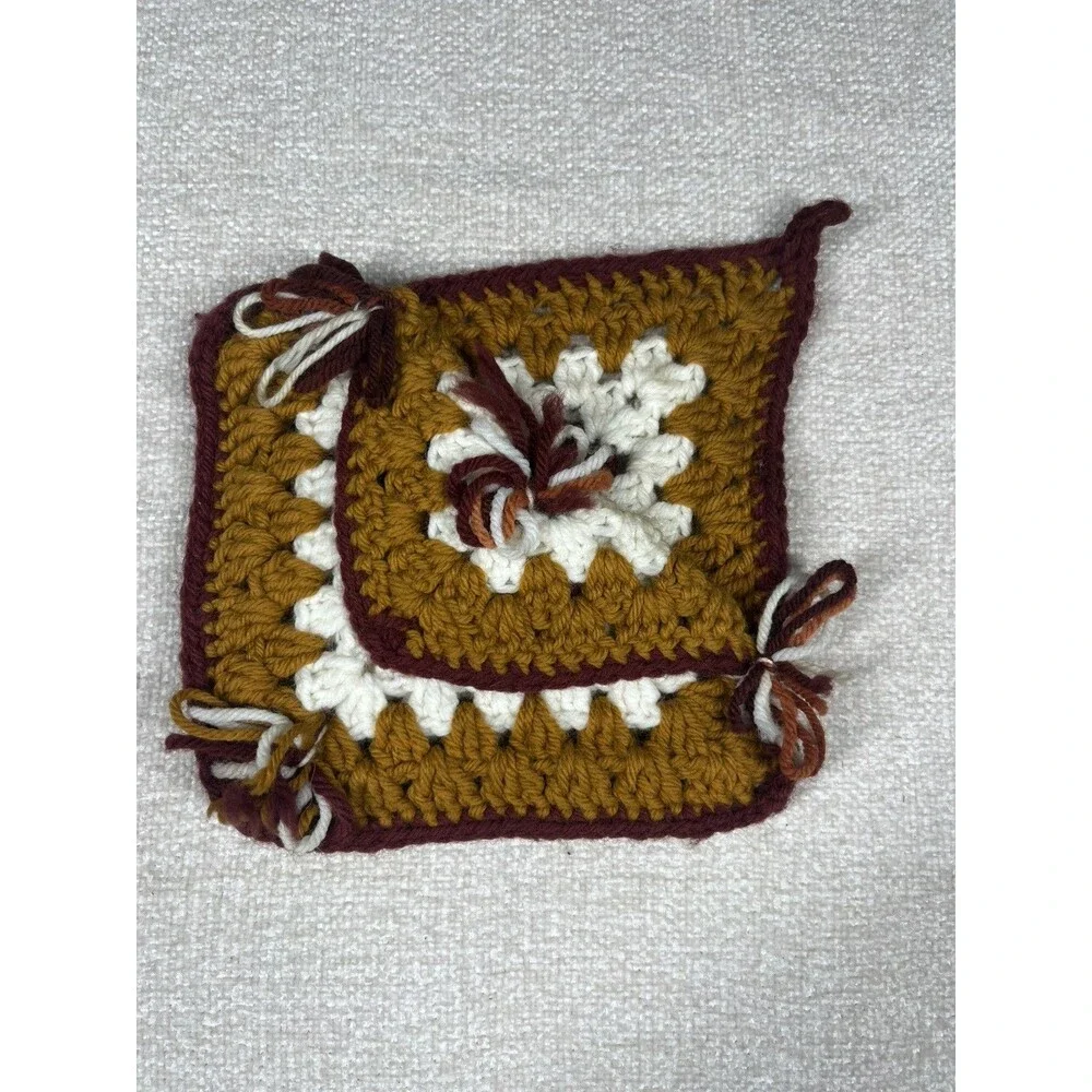 Vintage Pot Holders Handmade MCM 1970s Colors Thanksgiving Cottagecore